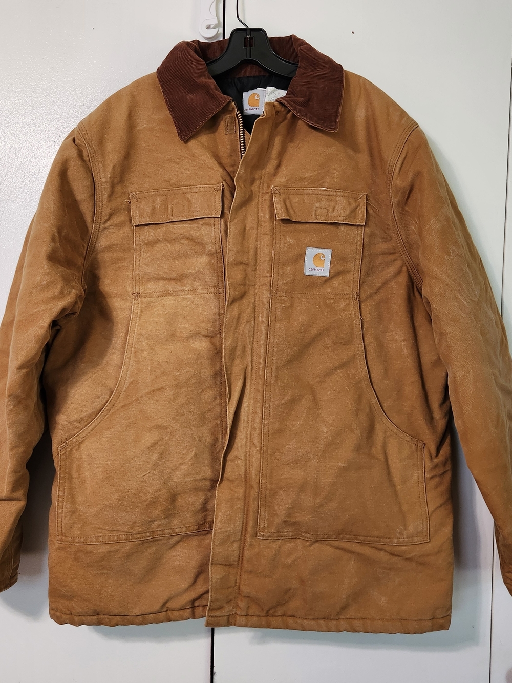 VTG Carhartt Brown Duck Detroit Jacket with Corduroy Collar CQ196